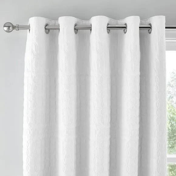 Blackout Eyelet Curtains - White, Polyester image