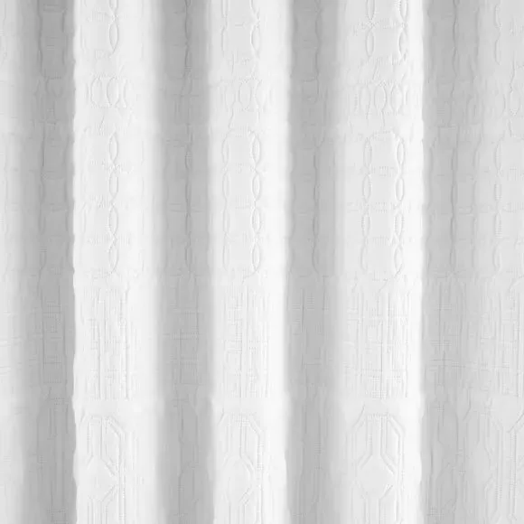 Blackout Eyelet Curtains - White, Polyester