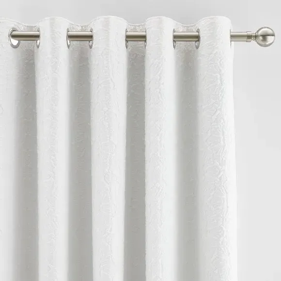 Blackout Eyelet Curtains - White, Polyester