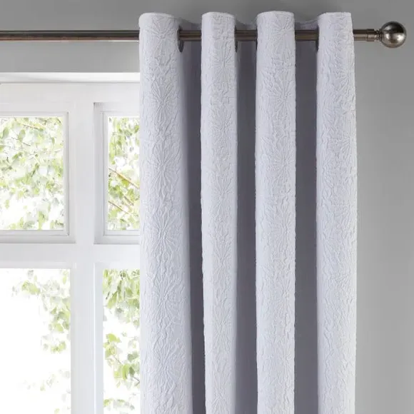 Blackout Eyelet Curtains with 3D Effect - White image