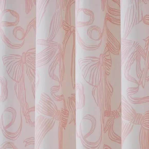 Blackout Eyelet Curtains with Bows - Pink, Polycotton