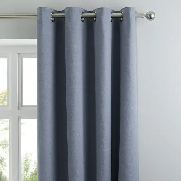 Blackout Eyelet Curtains with Lining - Blue image