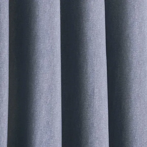 Blackout Eyelet Curtains with Lining - Denim Blue