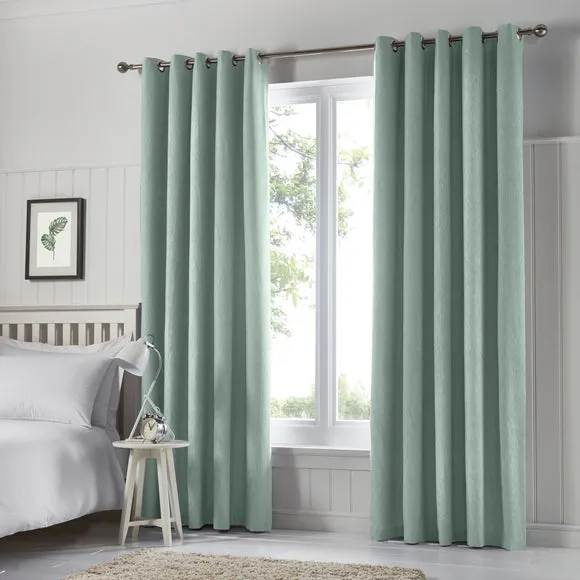 Blackout Eyelet Curtains with Lining - Duck Egg