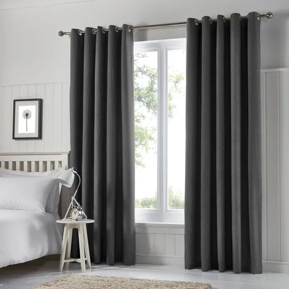 Blackout Eyelet Curtains with Lining - Graphite