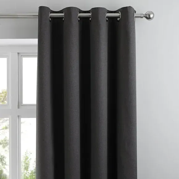 Blackout Eyelet Curtains with Lining - Graphite