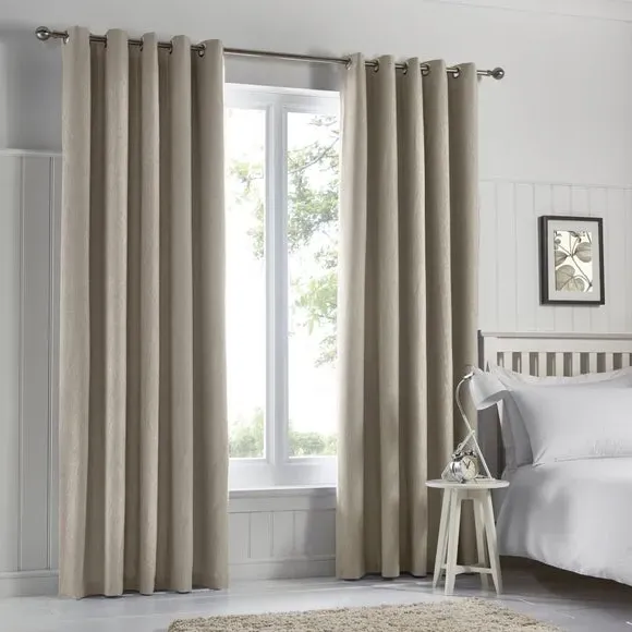 Blackout Eyelet Curtains with Lining - Natural