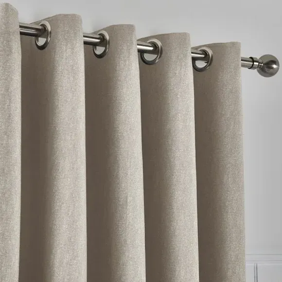 Blackout Eyelet Curtains with Lining - Natural