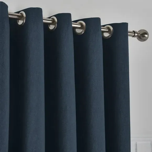 Blackout Eyelet Curtains with Lining - Navy