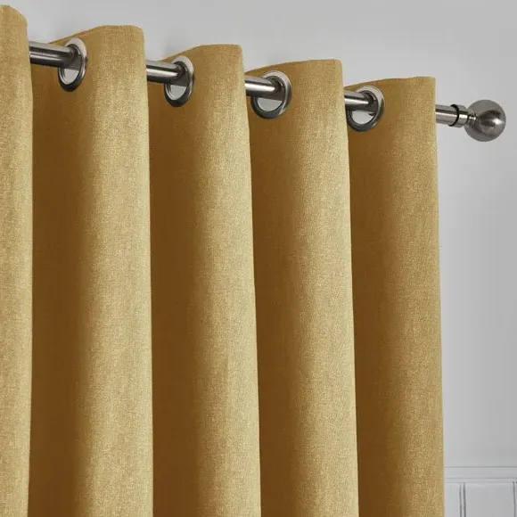 Blackout Eyelet Curtains with Lining - Ochre