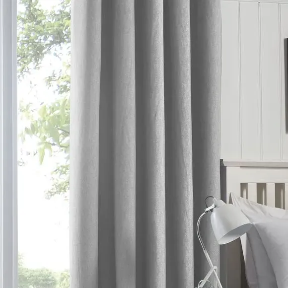 Blackout Eyelet Curtains with Lining - Silver