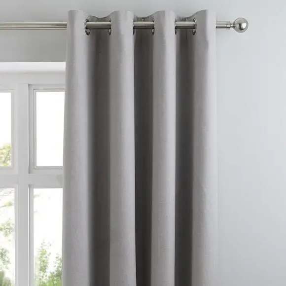 Blackout Eyelet Curtains with Lining - Silver