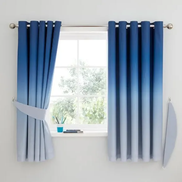 Blackout Eyelet Curtains with Ombre - Navy