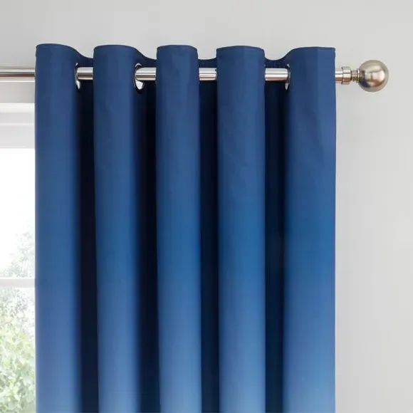 Blackout Eyelet Curtains with Ombre - Navy image