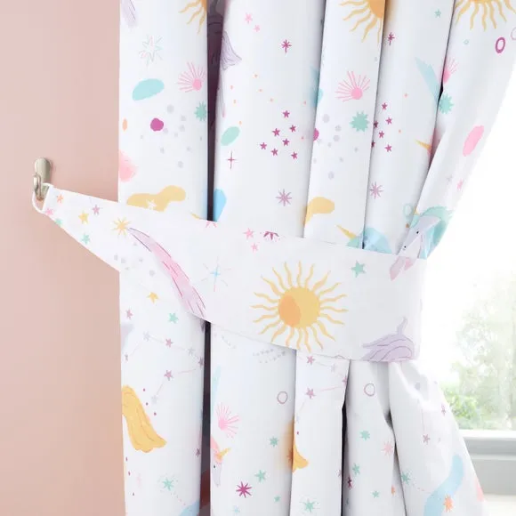 Blackout Eyelet Curtains with Unicorn - Lilac