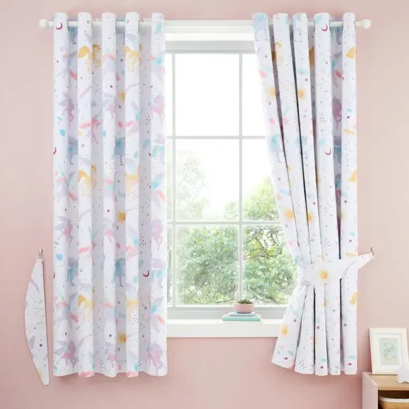 Blackout Eyelet Curtains with Unicorn - Lilac