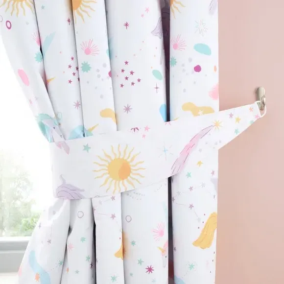 Blackout Eyelet Curtains with Unicorn - Lilac