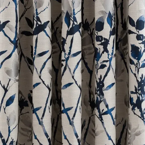 Blackout Eyelet Door Curtain - Blue, Jacquard