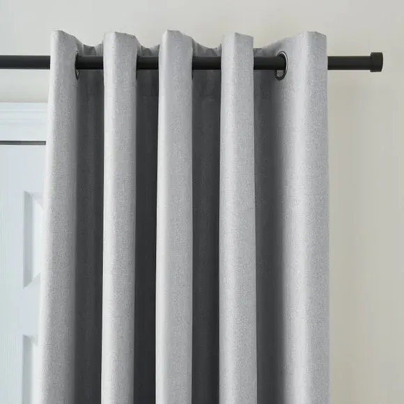 Blackout Eyelet Door Curtain - Grey, Polyester image