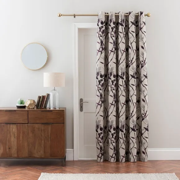 Blackout Eyelet Door Curtain - Purple, Jacquard