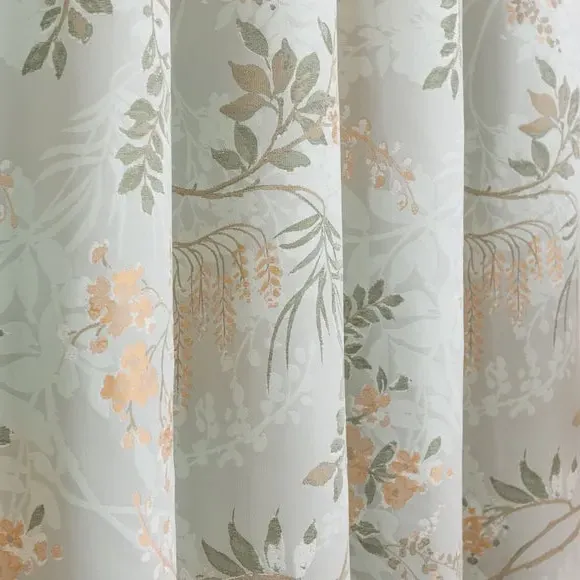 Blackout Pencil Pleat Curtain - Green, Jacquard