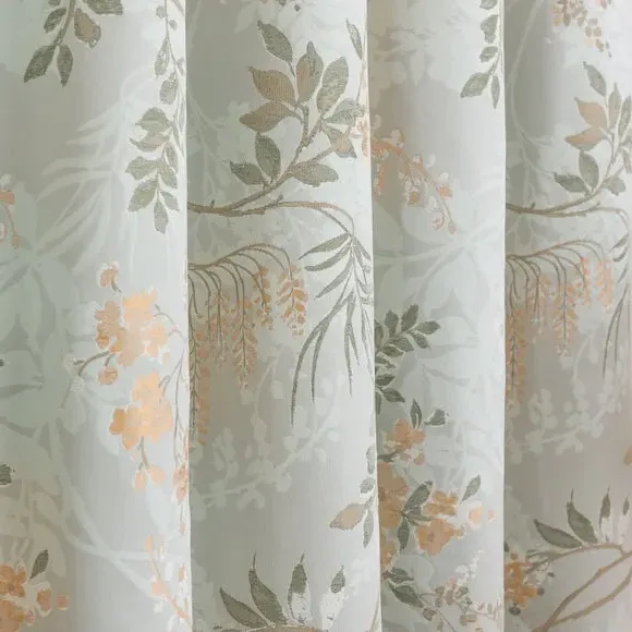 Blackout Pencil Pleat Curtain - Green, Jacquard
