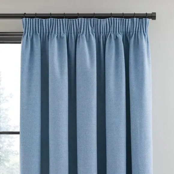 Blackout Pencil Pleat Curtains - Ashley Blue, Polyester image