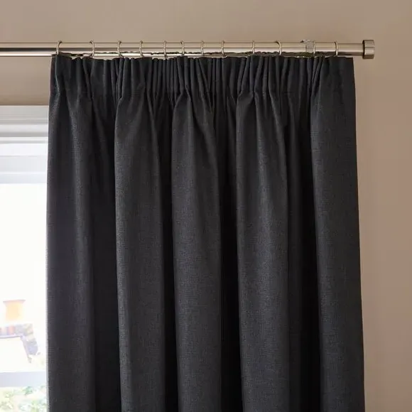 Blackout Pencil Pleat Curtains - Charcoal, Polyester image