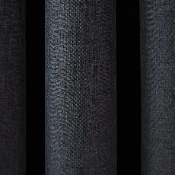 Blackout Pencil Pleat Curtains - Charcoal, Polyester