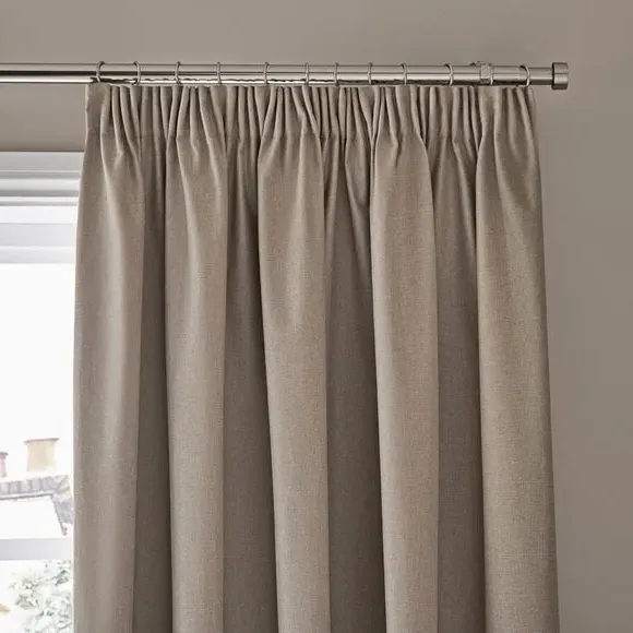Blackout Pencil Pleat Curtains - Linen, Polyester