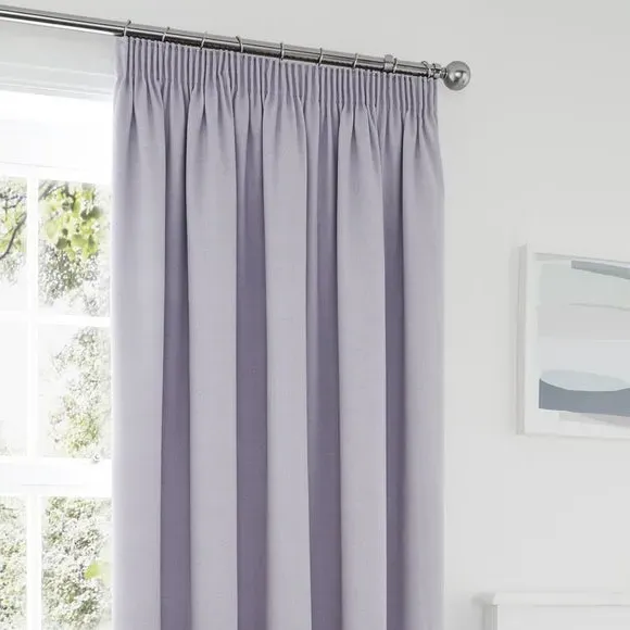 Blackout Pencil Pleat Curtains - Mauve, Polycotton