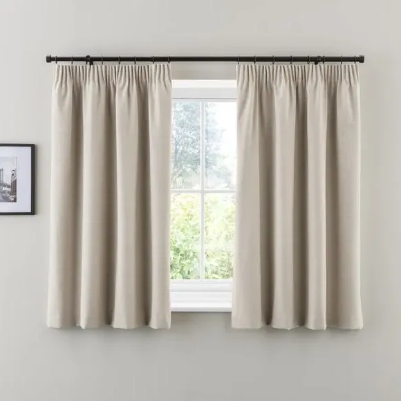 Blackout Pencil Pleat Curtains - Natural, Polyester