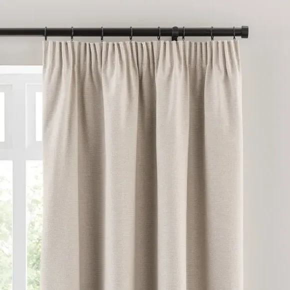 Blackout Pencil Pleat Curtains - Natural, Polyester
