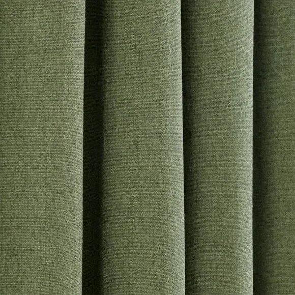 Blackout Pencil Pleat Curtains - Olive, Polyester