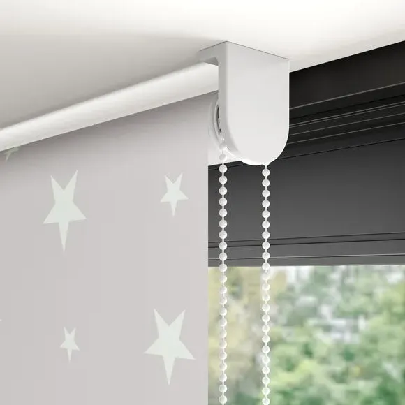 Blackout Roller Blind Glow Stars - Grey, Fabric