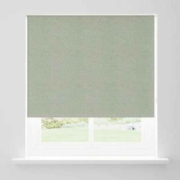 Blackout Roller Blind Herringbone - Sage, Polyester
