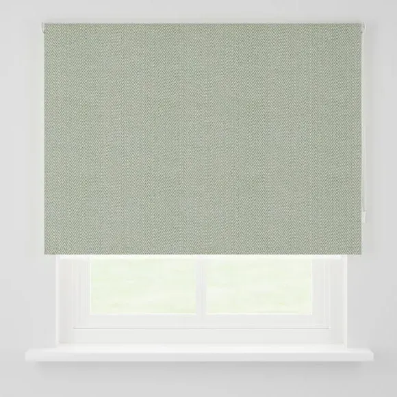 Blackout Roller Blind Herringbone - Sage, Polyester