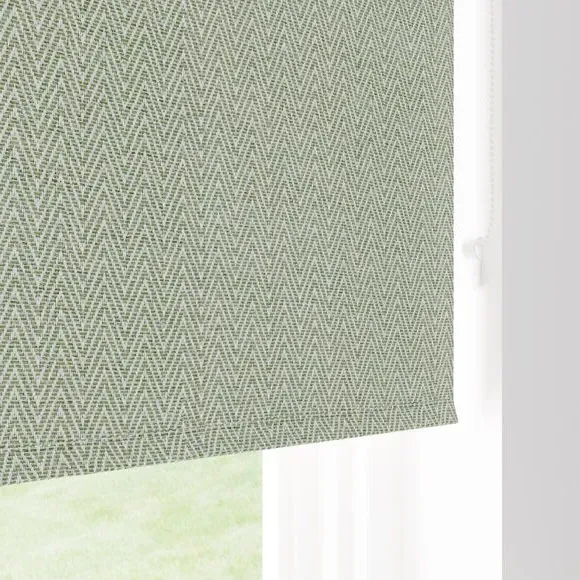 Blackout Roller Blind Herringbone - Sage, Polyester
