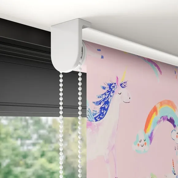 Blackout Roller Blind Unicorn Print - Pink
