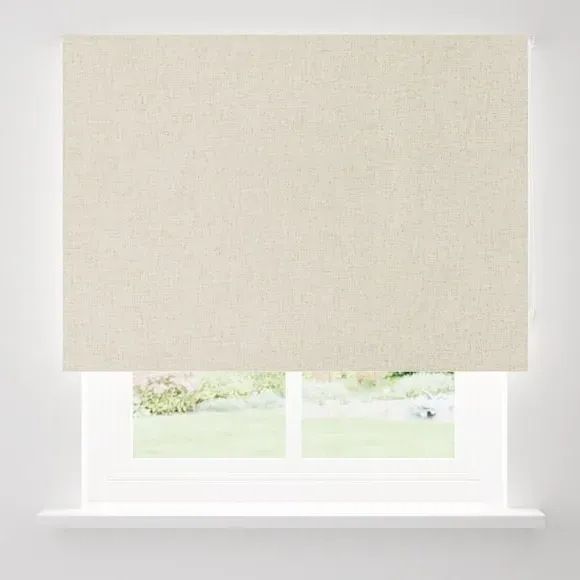 Blackout Roller Blind - White Sand, Linen Mix
