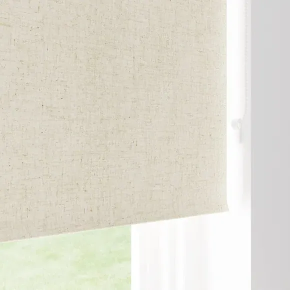 Blackout Roller Blind - White Sand, Linen Mix