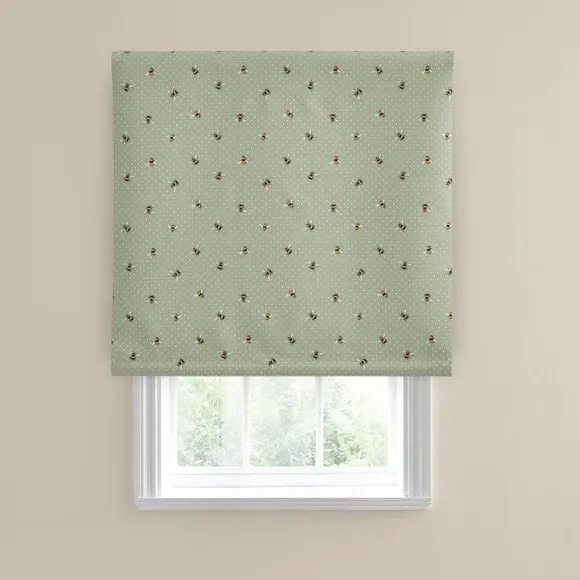 Blackout Roller Blind with Bee Print - Green