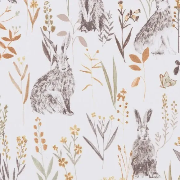 Blackout Roller Blind with Hares Design - Natural