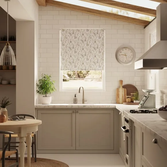 Blackout Roller Blind with Hares Design - Natural