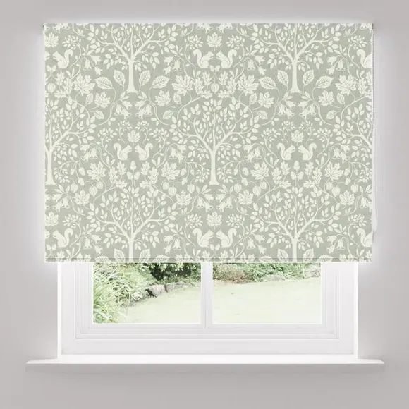 Blackout Roller Blind with Woodland Design - Sage