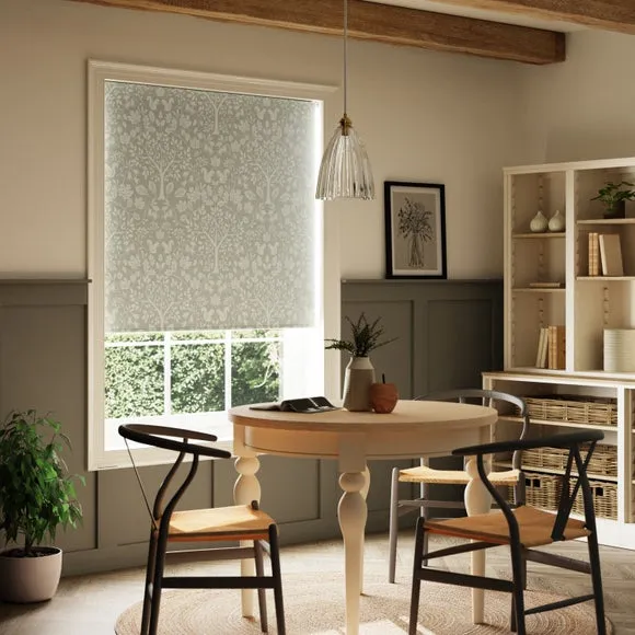 Blackout Roller Blind with Woodland Design - Sage