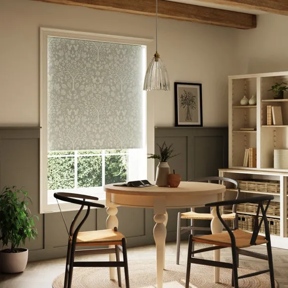 Blackout Roller Blind with Woodland Design - Sage