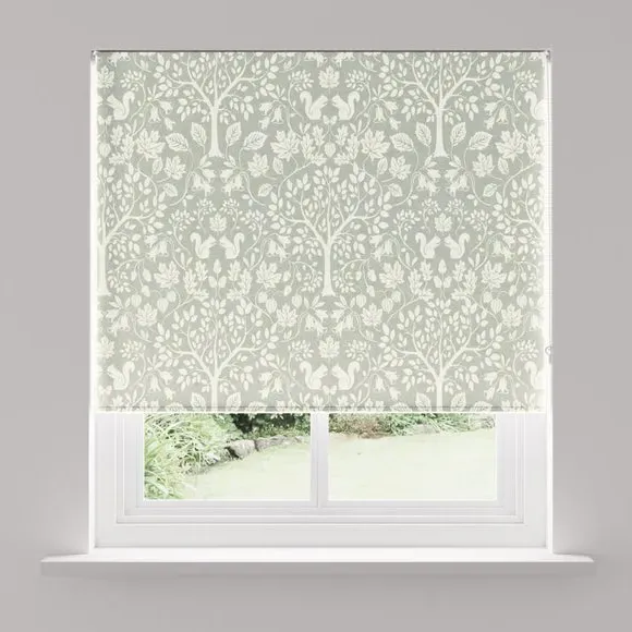 Blackout Roller Blind with Woodland Design - Sage