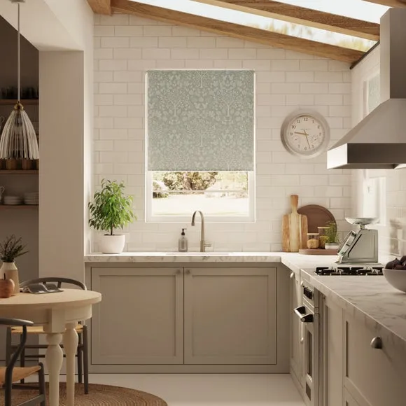 Blackout Roller Blind with Woodland Design - Sage