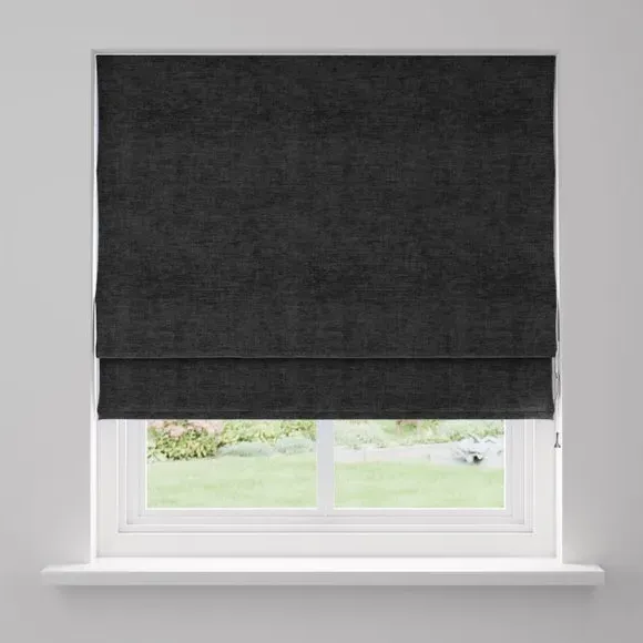 Blackout Roman Blind - Black, Chenille
